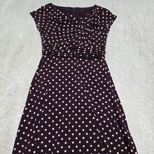 Purple and Cream Polka Dot Midi Dress